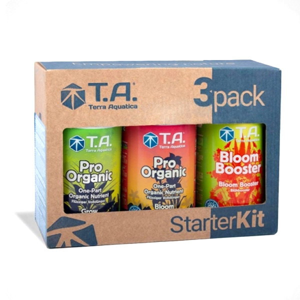 Envase de 3 unidades de Pro Organic Bloom Booster fertilizante Terra Aquatica