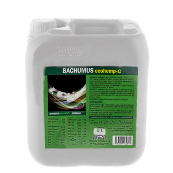 Botella de fertilizante Bachumus Ecohemp Crecimiento 5 litros para cultivo