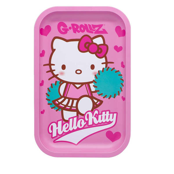 Bandeja de metal con diseño G-Rollz Hello Kitty Cheerleader para uso en grow shop