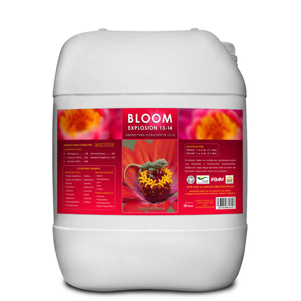 Envase de 20 litros de Bloom Explosion para cultivo
