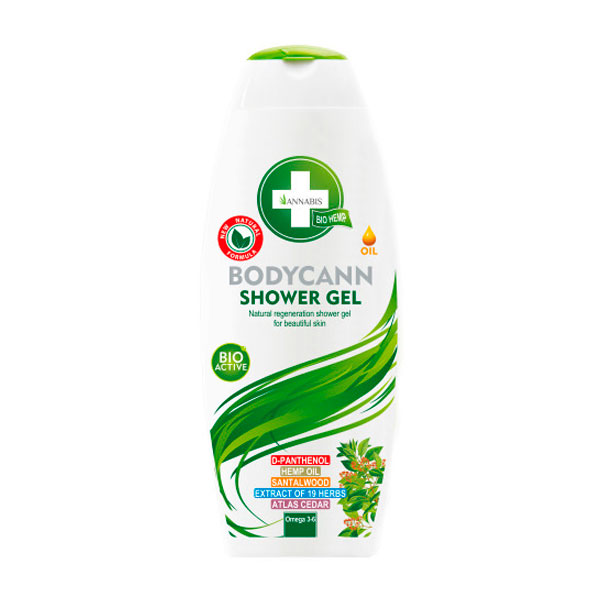 Botella de gel de ducha Bodycann 250 ml de Annabis para cuidado corporal