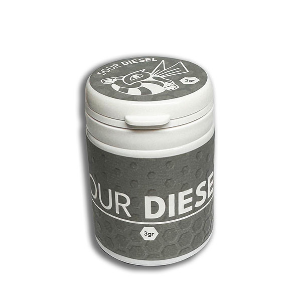 Envase de 3 gramos de CBD Bee Sour Diesel, resina de cannabis CBD