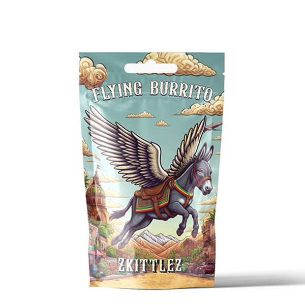 Hash de CBD Flying Burrito sabor Zkittlez en presentación de 1 gramo