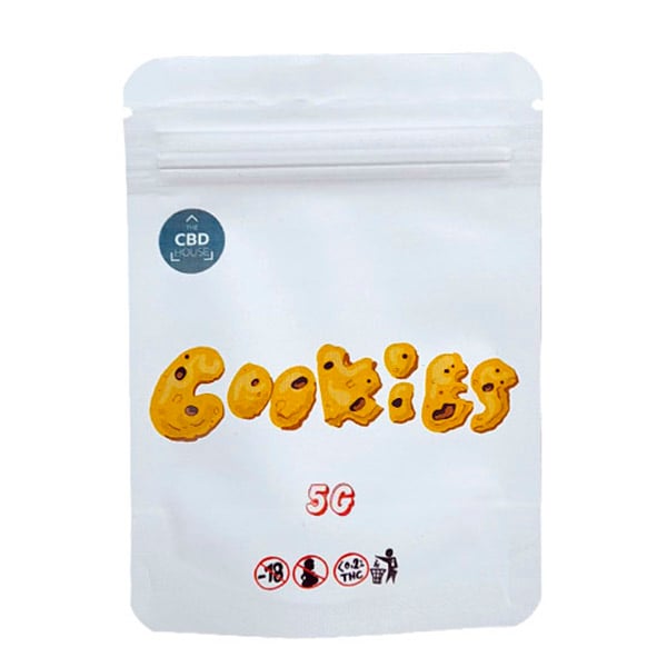 Paquete de 5 gramos de galletas CBD House, producto de cannabis