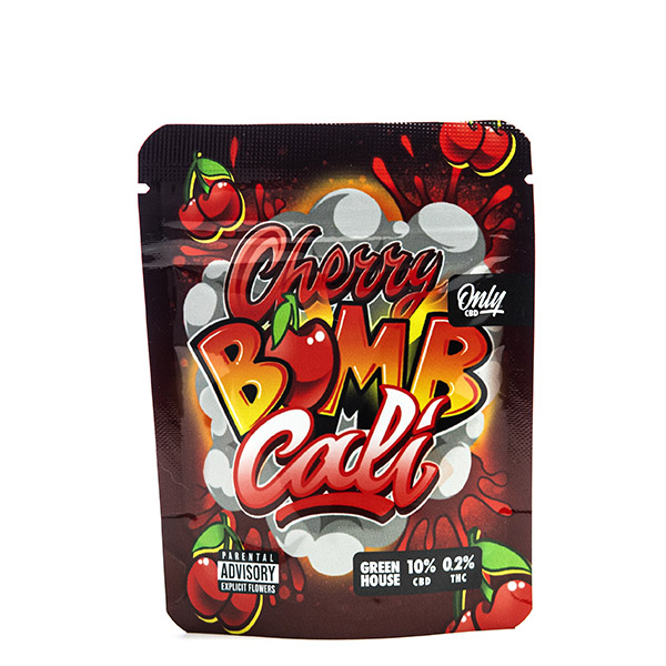 Frasco de 1 gramo de Caamo CBD Cherry Bomb Cali OG, producto de cannabidiol