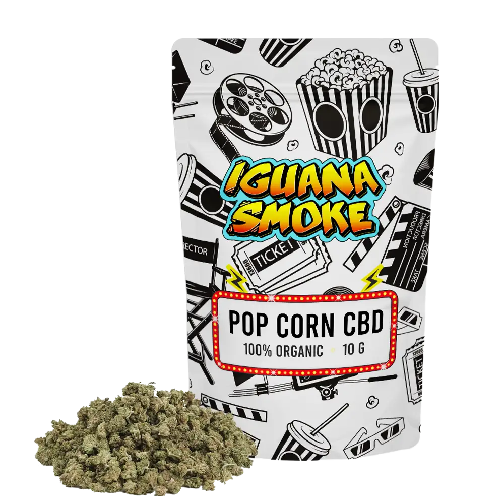 Pequeños cogollos de CBD tipo popcorn, producto de Iguana Smoke