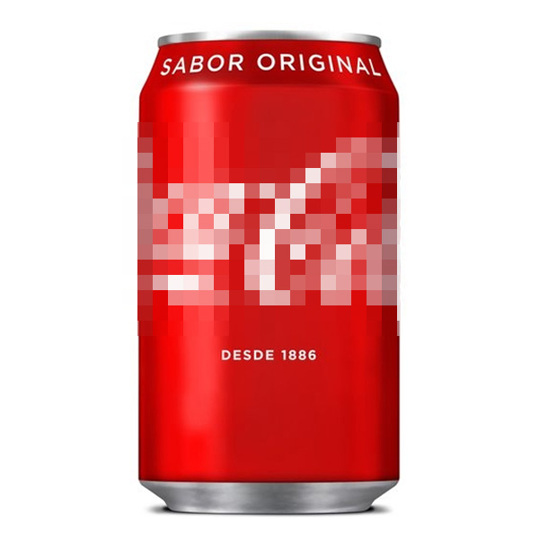 Lata de Coca Cola con diseño de camuflaje para ocultación y control de olores