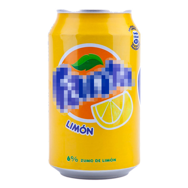 Lata Fanta Limón con diseño de camuflaje para ocultación y antiolor