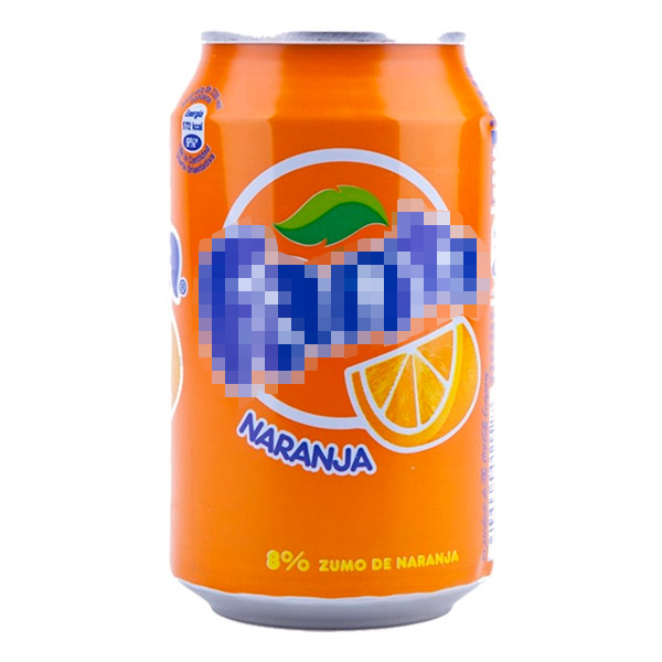 Lata de Fanta Naranja con diseño de camuflaje para ocultación y anti-olor