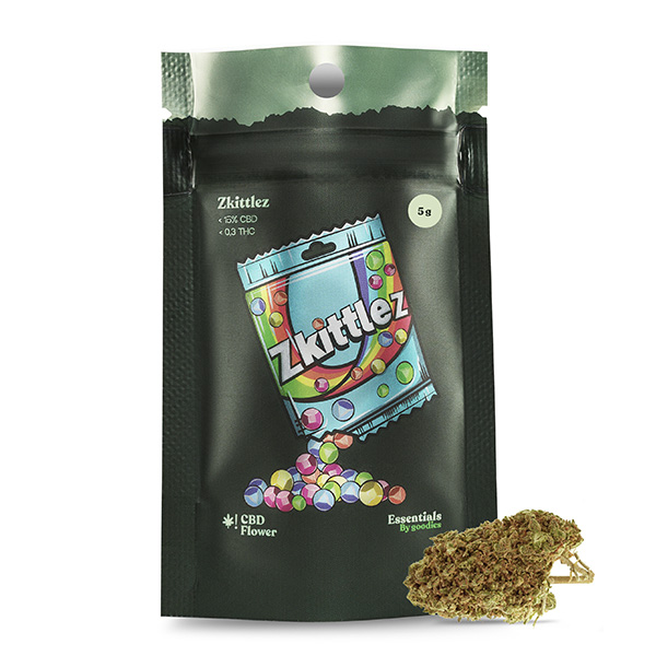 Paquete de 5 gramos de CBD Goodies Zkittlez, producto de CBD
