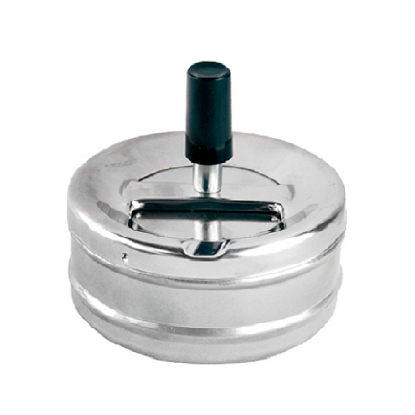 Cenicero metálico plateado de presión de 90 mm para uso doméstico