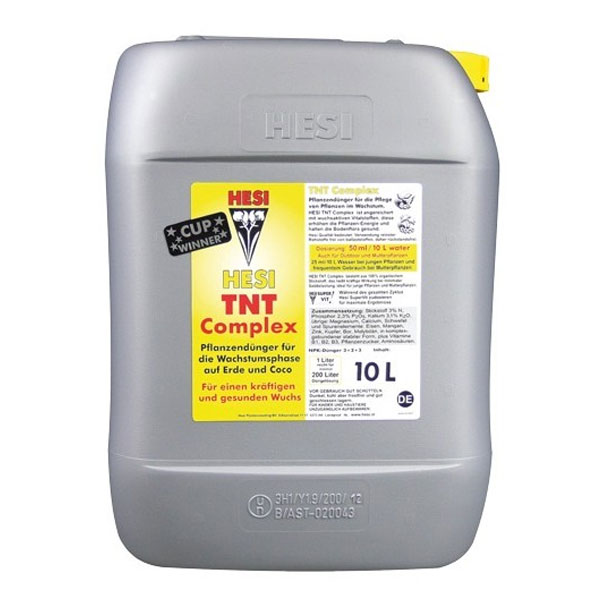 Envase de 10 litros de Complejo Crecimiento Tierra TNT Hesi para plantas