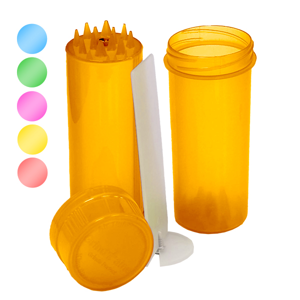 Contenedor plástico hermético con grinder de 45 mm para secado y envasado