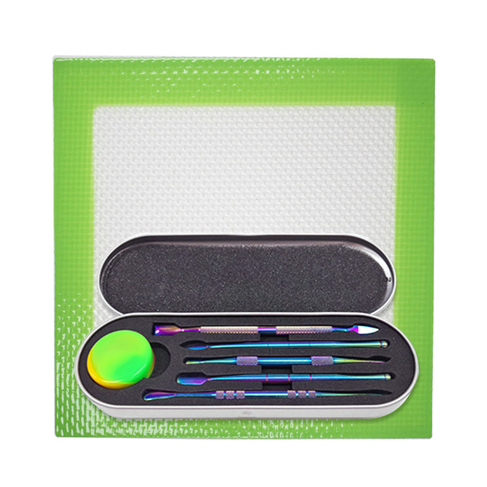 Dabber de acero inoxidable con set de Oil Rainbow y tapete de silicona para extracciones de resina
