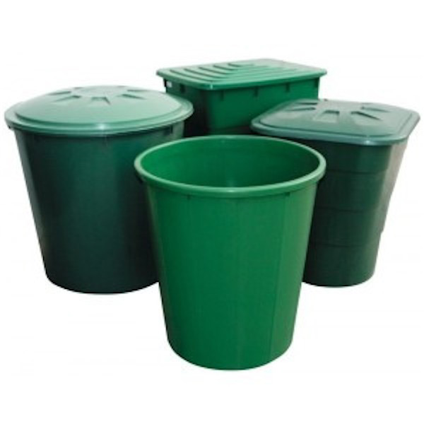 Depósito redondo verde de 500 litros para riego