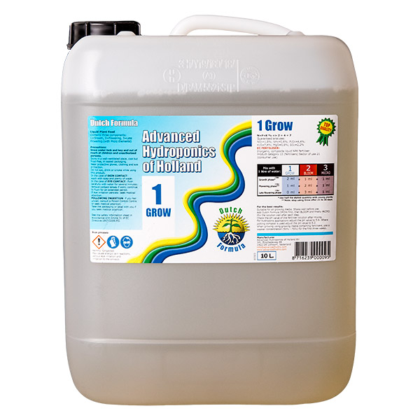 Botella de 10 litros de Dutch Formula Grow para hidroponía avanzada