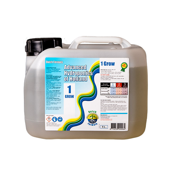 Botella de fertilizante Dutch Formula Grow 5 litros para cultivo hidropónico