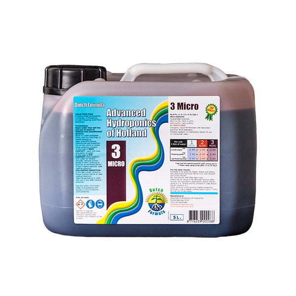 Botella de 5 litros de Dutch Formula Micro para cultivo hidropónico