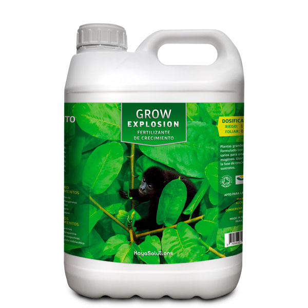 Envase de 5 litros de fertilizante Grow Explosion de Kaya Solutions para cultivo
