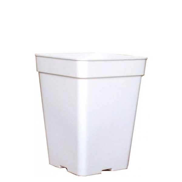 Macetas cuadradas blancas de plástico para cultivo y jardinería