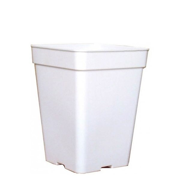Maceta cuadrada blanca de plástico para plantas, 15x15x18.5 cm