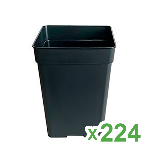 Maceta cuadrada negra de plástico para plantas, capacidad 2,2 litros