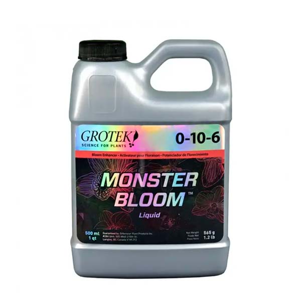 Botella de Monster Bloom líquido de Grotek para fertilización