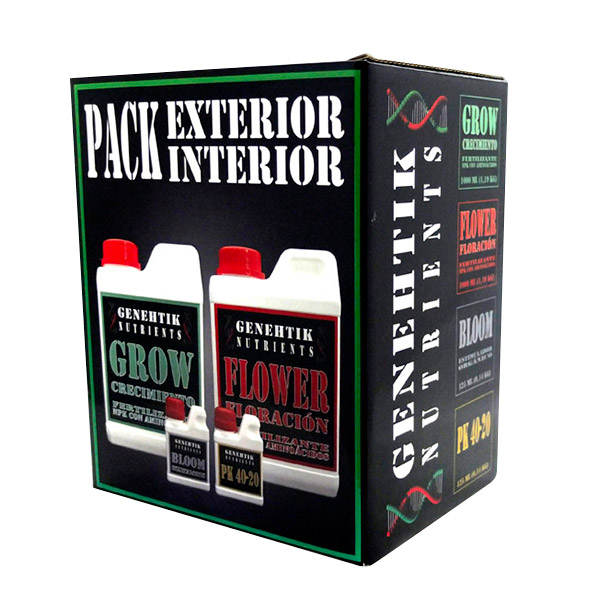 Pack de fertilizantes Genehtik Nutrients para cultivo exterior e interior