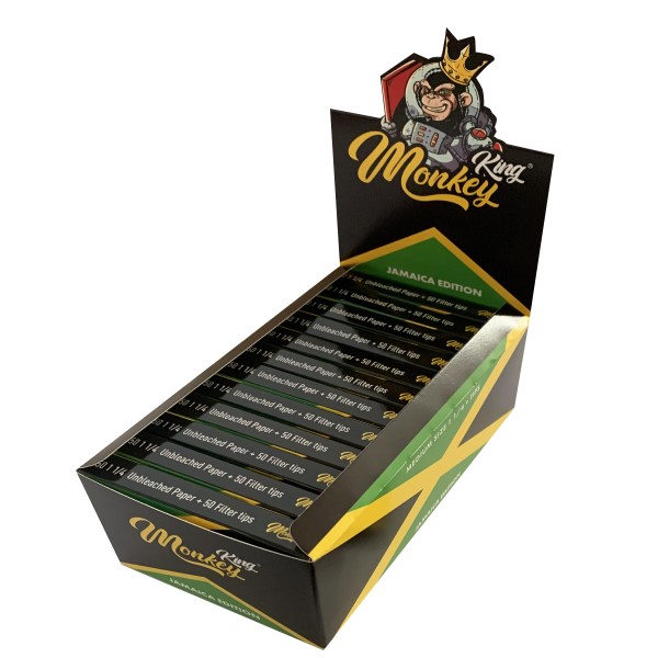 Papel de liar Monkey King 1.1/4 con tips Jamaica sin blanquear