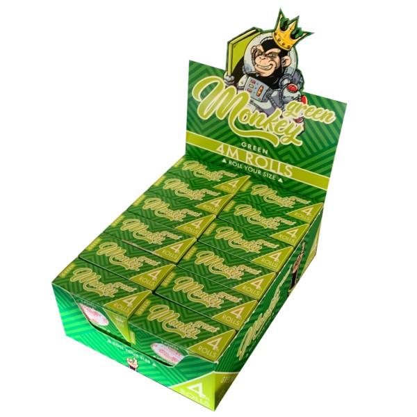Papel de liar Monkey King Rolls Color Green, paquete de 24 rollos