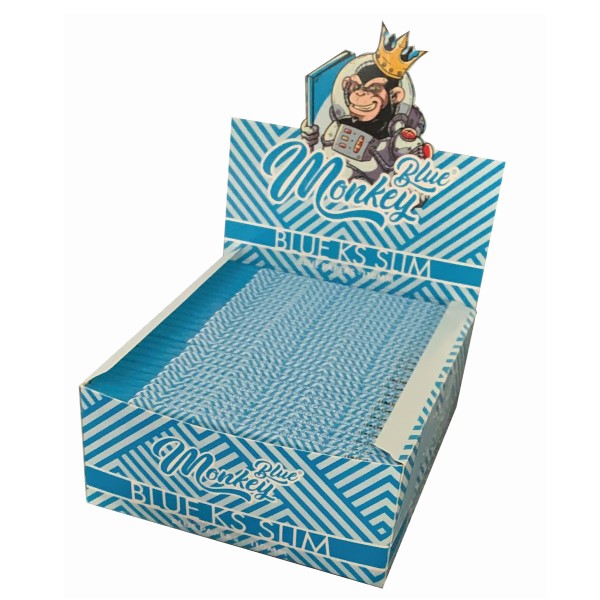 Papel de liar Monkey King Size Slim color azul en paquete de 50 unidades