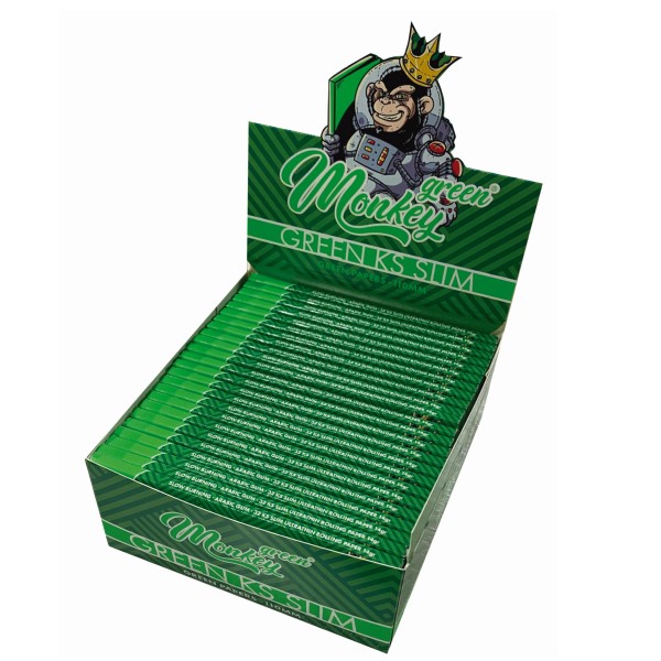 Papel para liar Monkey King Size Slim color verde, paquete de 50 unidades