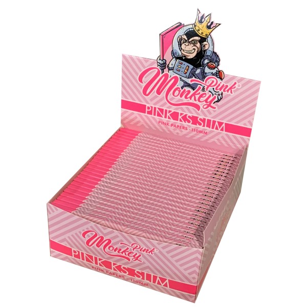 Paquete de papel de fumar Monkey King Size Slim color rosa
