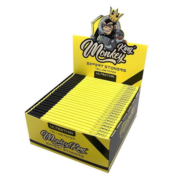 Paquete de papel de fumar Monkey King Size Slim Expert Stoners Yellow 50 unidades