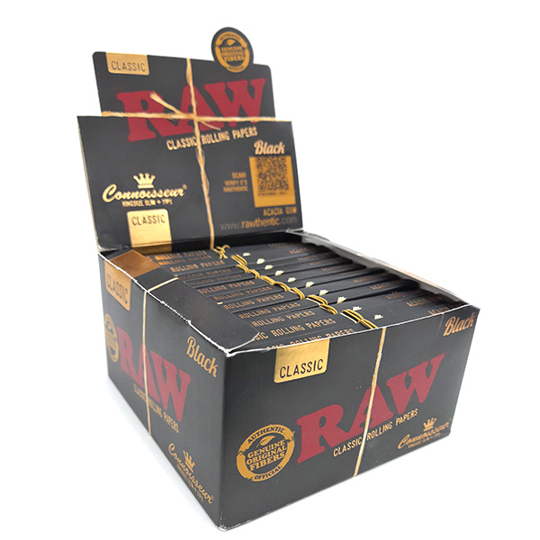 Papel RAW Black King Size Slim con tips para enrollar