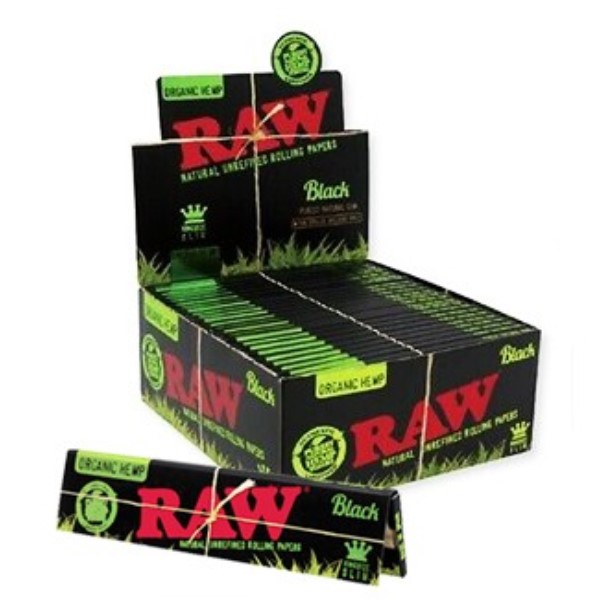 Paquete de papel RAW Black Organic King Size Slim para enrollar