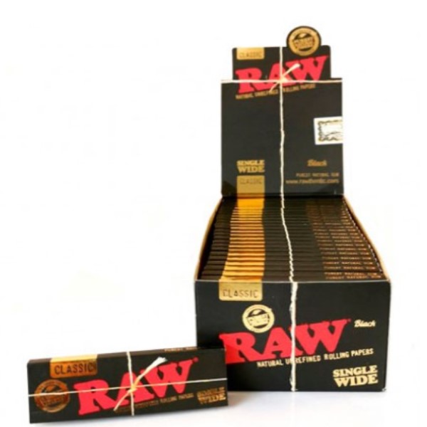 Papel Raw Black Single Wide para enrollar cigarrillos