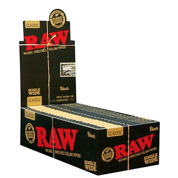 Papel RAW Black Single Wide doble para enrollar cigarrillos