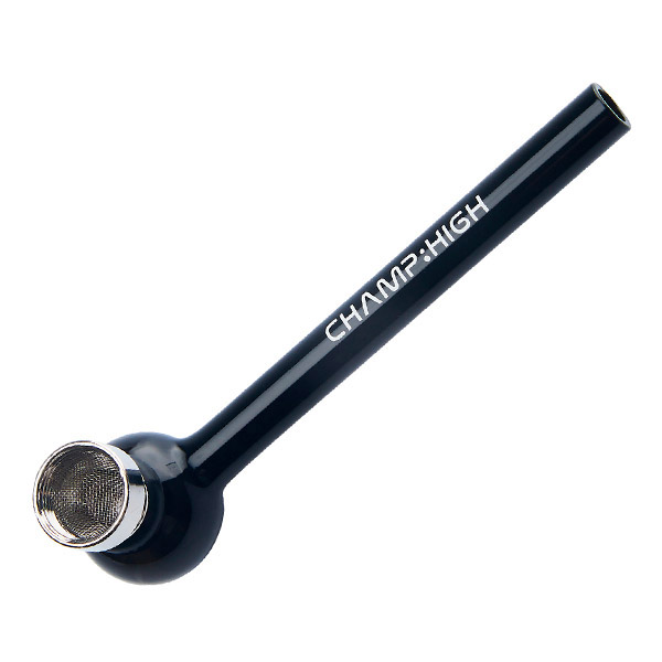 Pipa de cristal y metal color negro con cazoleta de 12 cm para uso en parafernalia