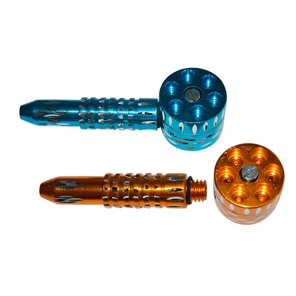Pipa metálica 6 Shooter de 12 cm en colores variados para uso en parafernalia
