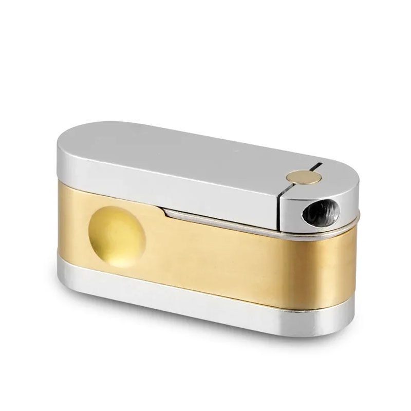 Pipa metálica plegable en tonos dorado y plateado para uso en pipas-metal
