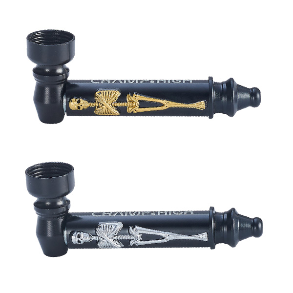 Pipa metálica esqueleto de 80 mm en colores dorado y plateado, pack de 2 unidades