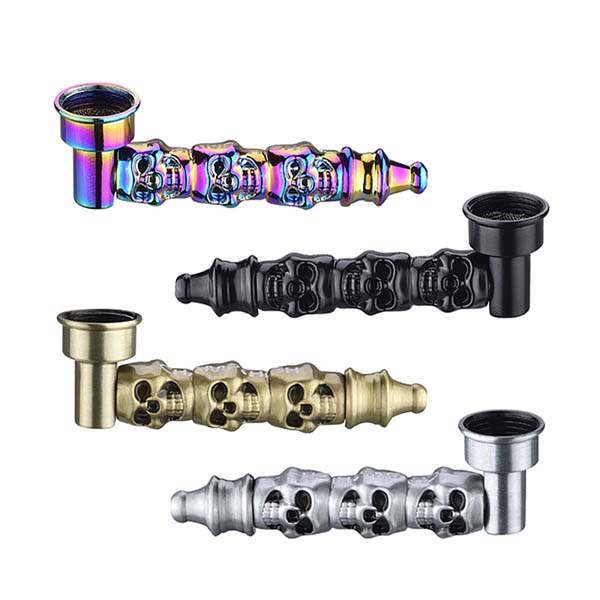 Pipa metálica con diseño de calavera de 80 mm, pack de 4 unidades