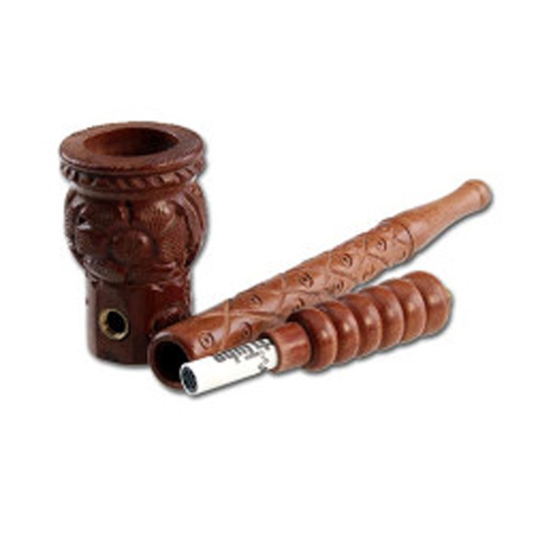 Pipa de madera de dos piezas con filtro de carbón activo para uso en pipas