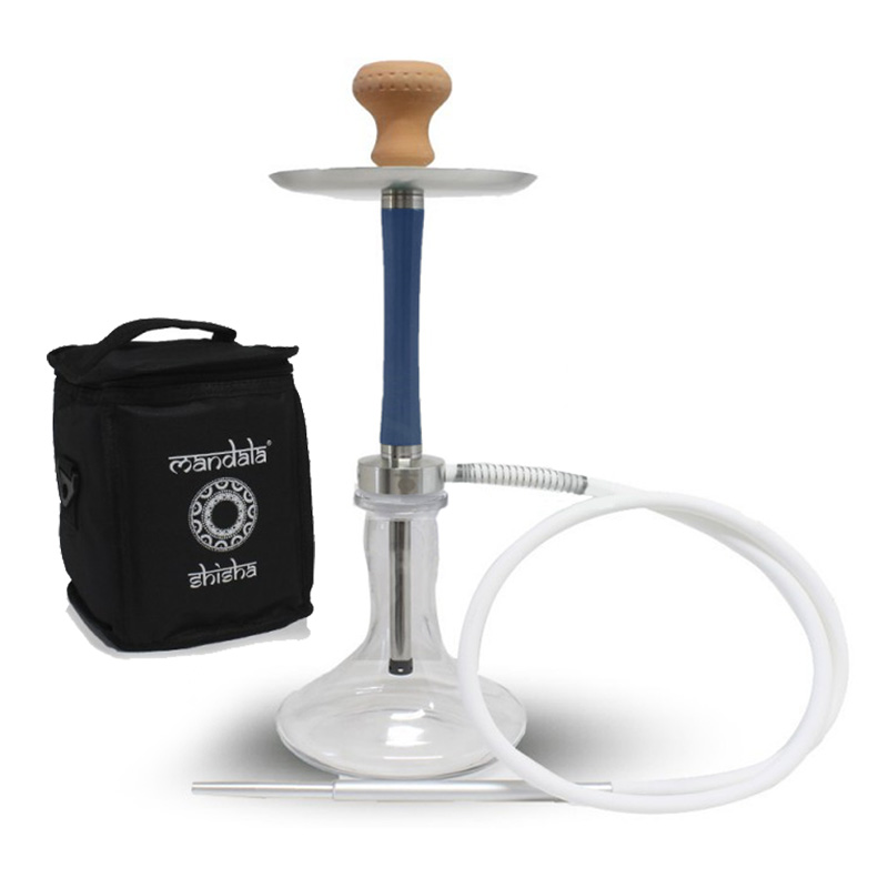 Shisha Mandala Z-13 color plata y azul con bolsa de transporte de 60 cm