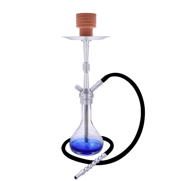 Shisha Oulmes Silver/Blue de 55 cm para uso en fumadores