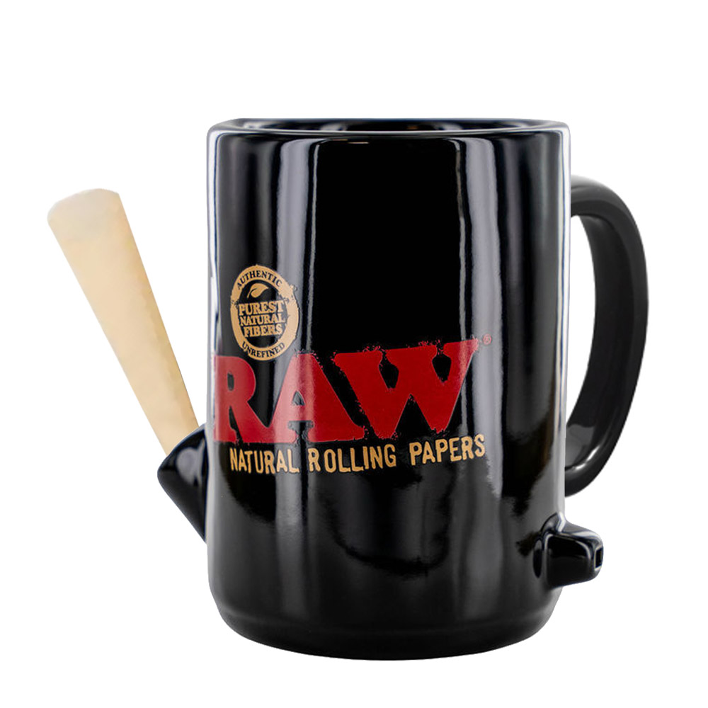 Taza negra Raw Cone para café, diseño moderno