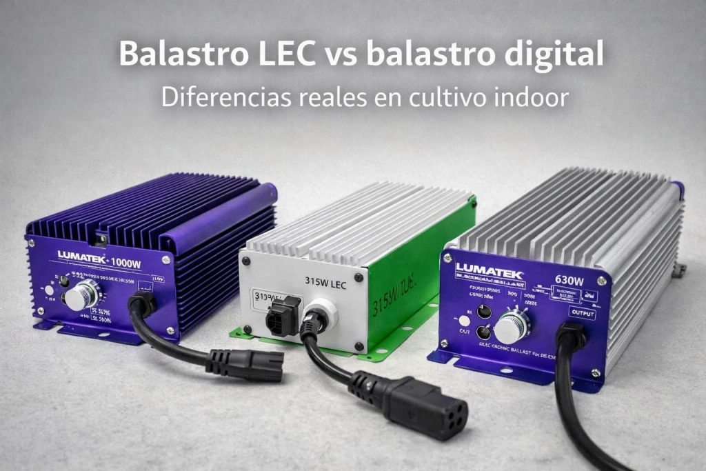 Comparativa entre balastro digital HPS y balastro LEC CMH mostrando diferencias de tecnología