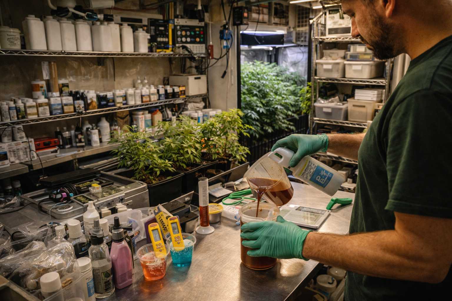 Interior de grow shop en Castellón con material de cultivo de marihuana y productos CBD