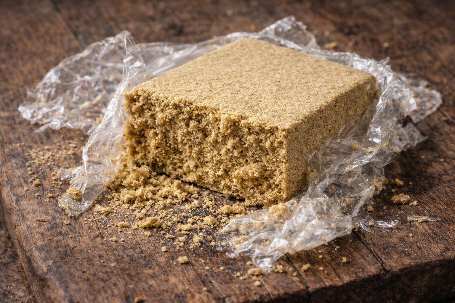 Hash CBD gourmet prensado con textura cremosa y corte visible